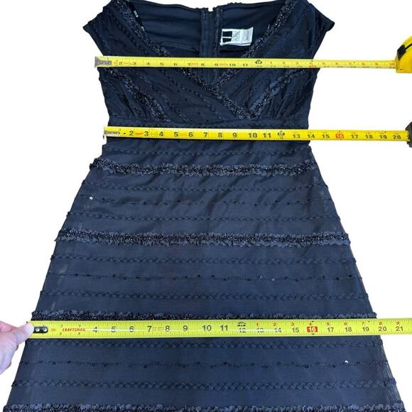 Vtg 90s Y2K TADASHI Dress Designer Sleeveless Black Evening Party Dress Sequins - Picture 9 of 10